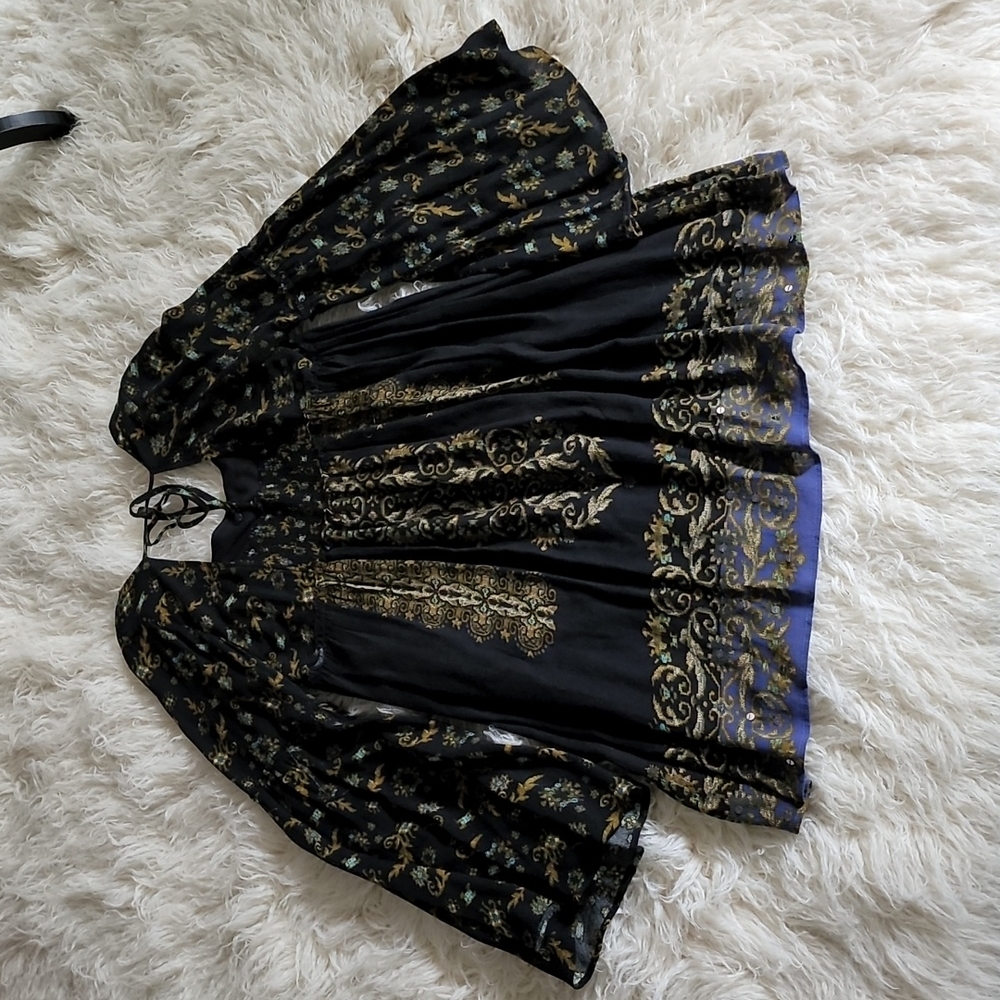 Free People Modern Chinoiserie Dress Mini Babydoll Boho Paisley Print - Picture 10 of 12
